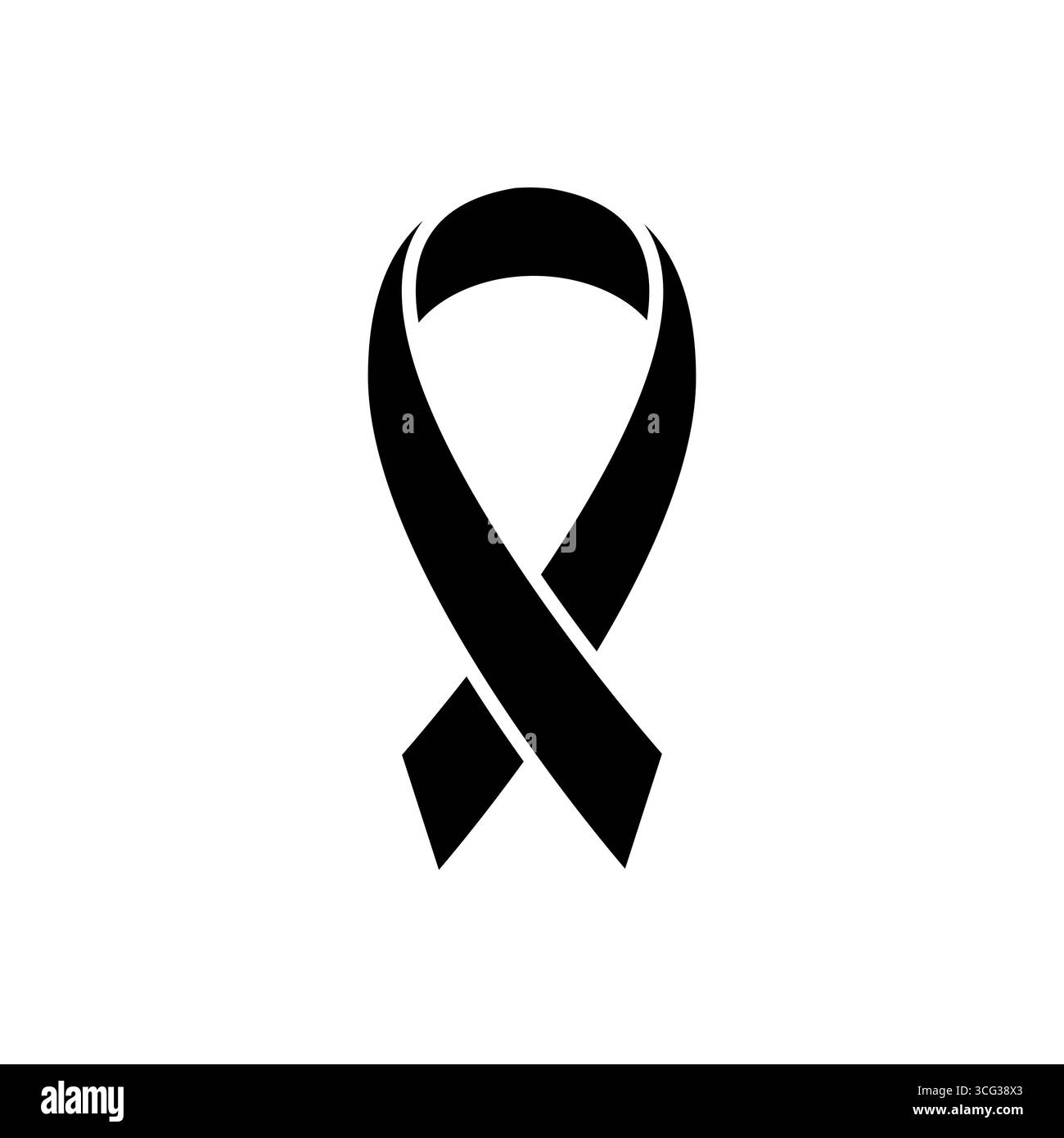 black and white vector illustration of a simple ribbon tied into a loop ...