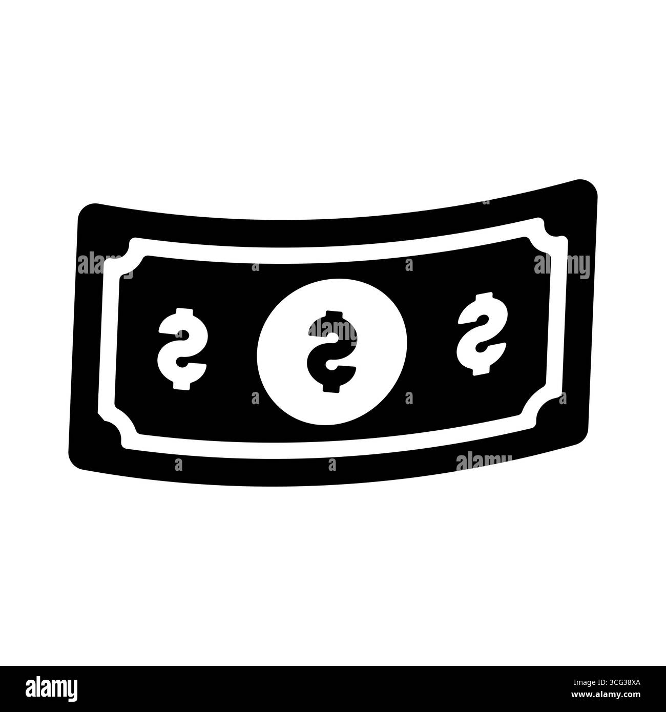 black and white vector illustration of a stylized dollar bill, depicted ...