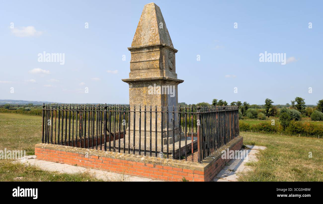 King Alfred's Monument 1801, Isle of Athenley, Somerset Levels. John Slade 1801. Athelney, Bridgwater England, UK - Smartphone Captured Stock Image