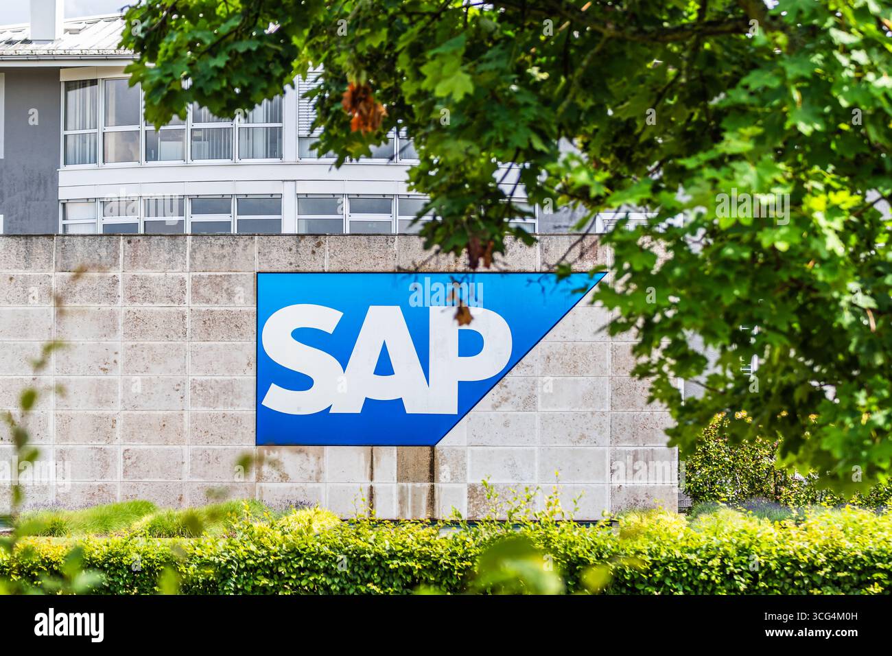 Walldorf, BW, Germany, 01.06.2025: Corporate SAP SE logo, global tech giant in digital transformation, software development, business management, inno Stock Photo