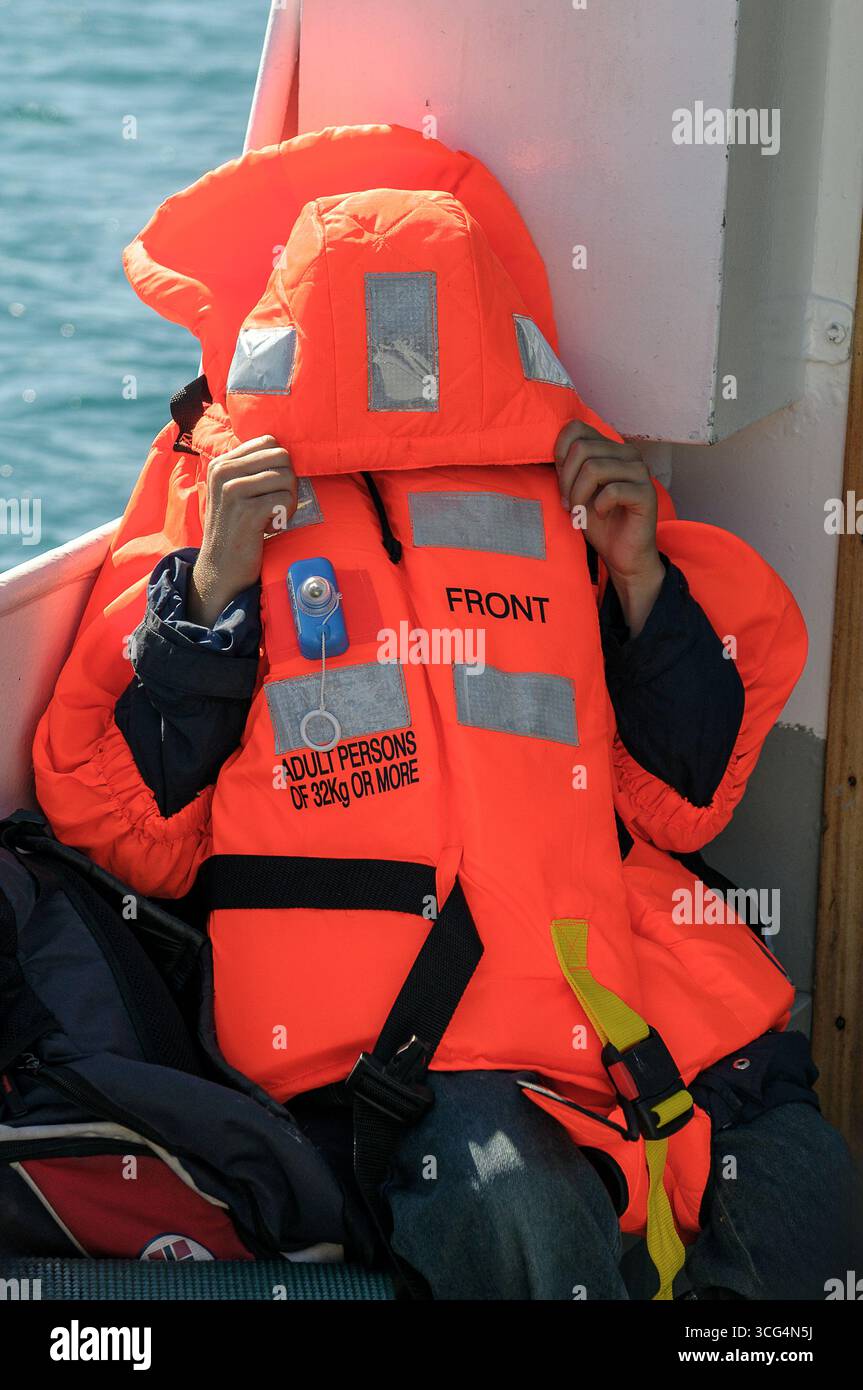 Important to use a life jacket onboard! Stock Photo