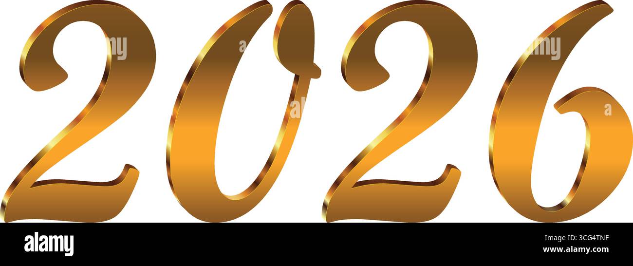 2026 Golden Text Cut Out Stock Images Pictures Alamy 2026 3d Golden Text Vector Design 3CG4TNF 