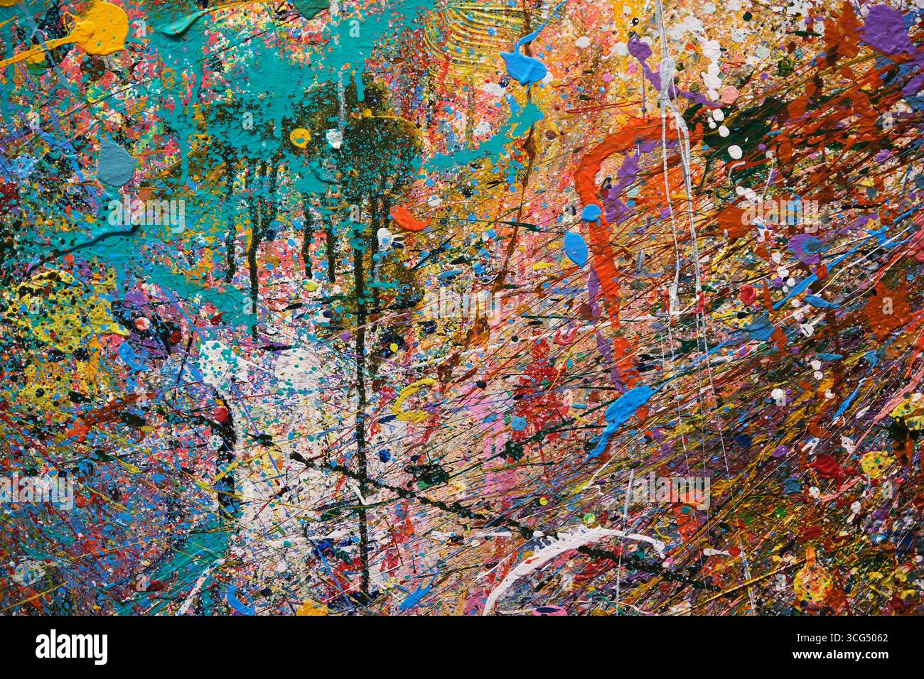colorful splattered abstract paint texture Stock Photo