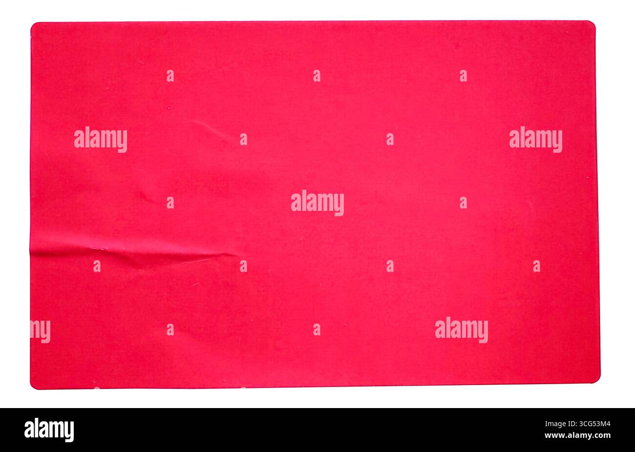 Red rectangular paper sticker label isolated on white. Stock Photo