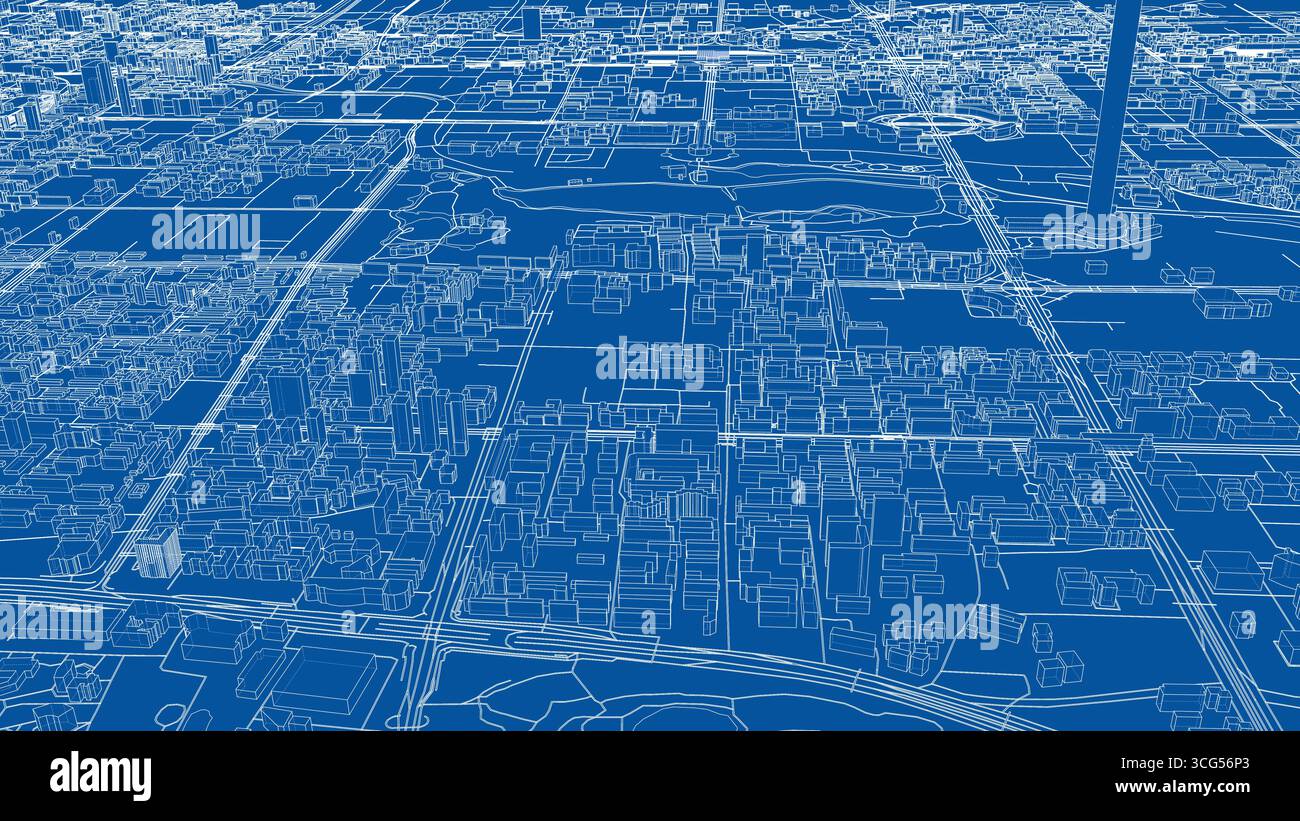 Blue City Blueprint Stock Vector