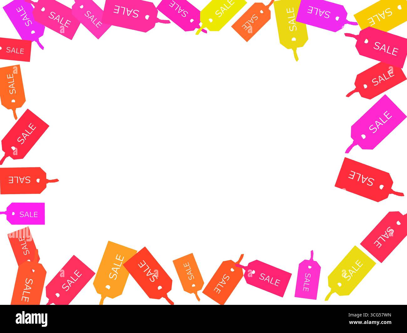 Sale label tags in bright colors on white background Stock Photo - Alamy