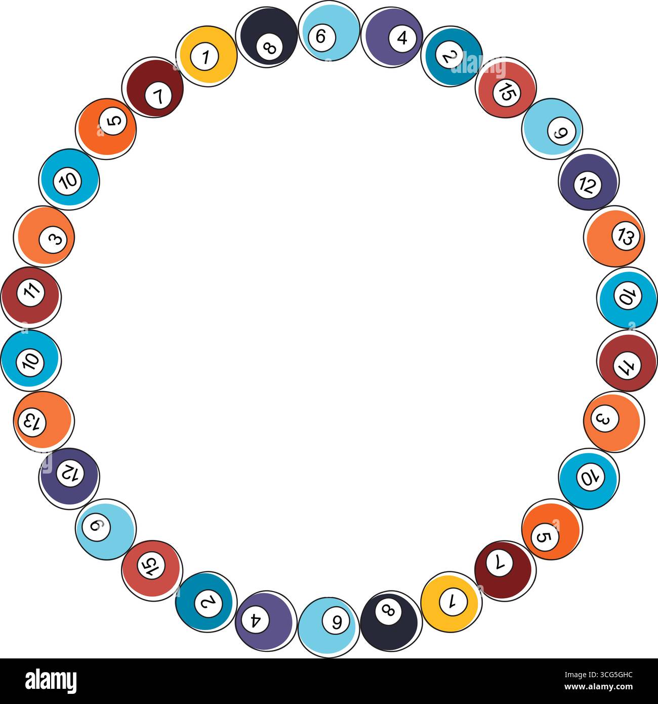 Billiards sport frame. Colorful design for players template. Baby shower design Stock Vector
