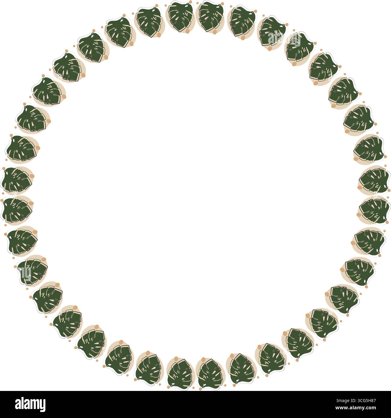 Green plant nature elements frame. Aesthetic elements on white background border with empty space Stock Vector