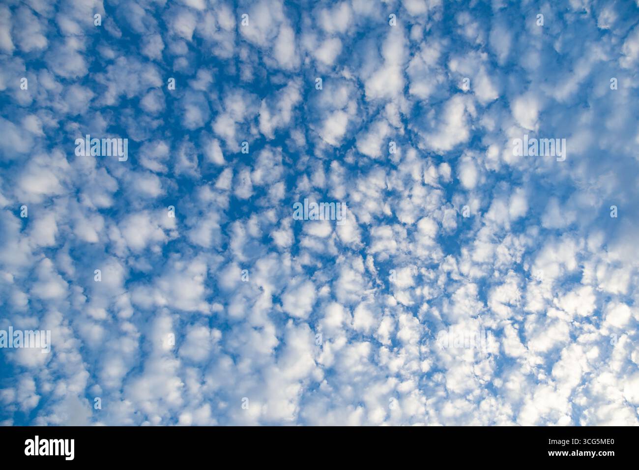 Daytime sky background with many small clouds. Stock Photo
