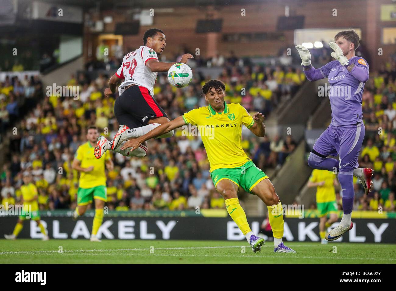 Cameron Archer Of Southampton Heads The Ball During The Carabao Cup Cameron Archer Of Southampton Heads The Ball During The Carabao Cup Match Norwich City Vs Southampton At Carrow Road Norwich United Kingdom 26th August 2025photo By Izzy Polesnews Images 3CG60XY