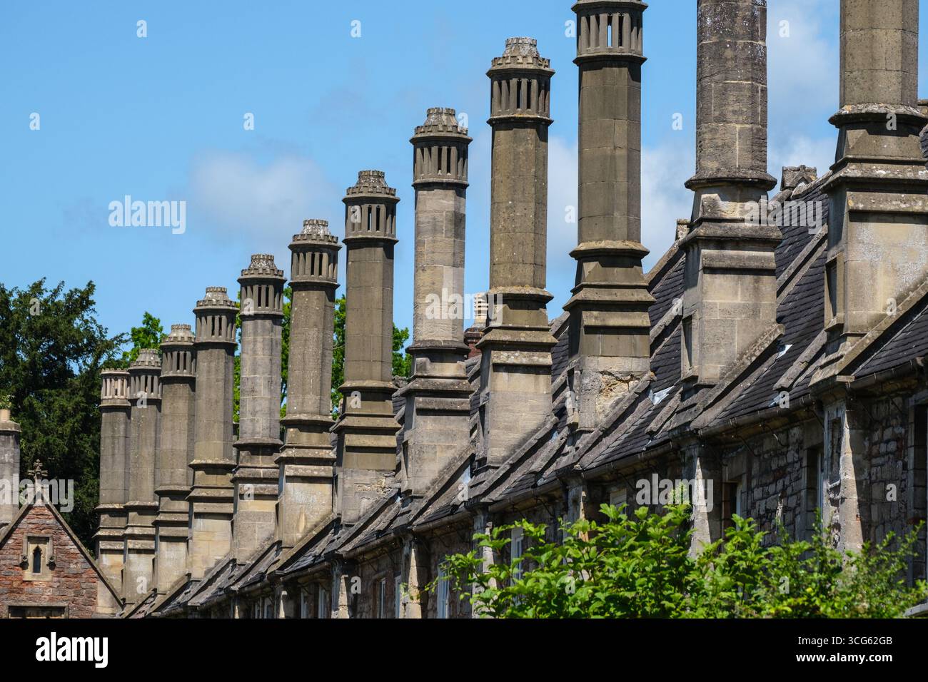 Wells, Somerset, England, U.K. Wells Cathedral, Vicars Close, Chimneys Stock Photo