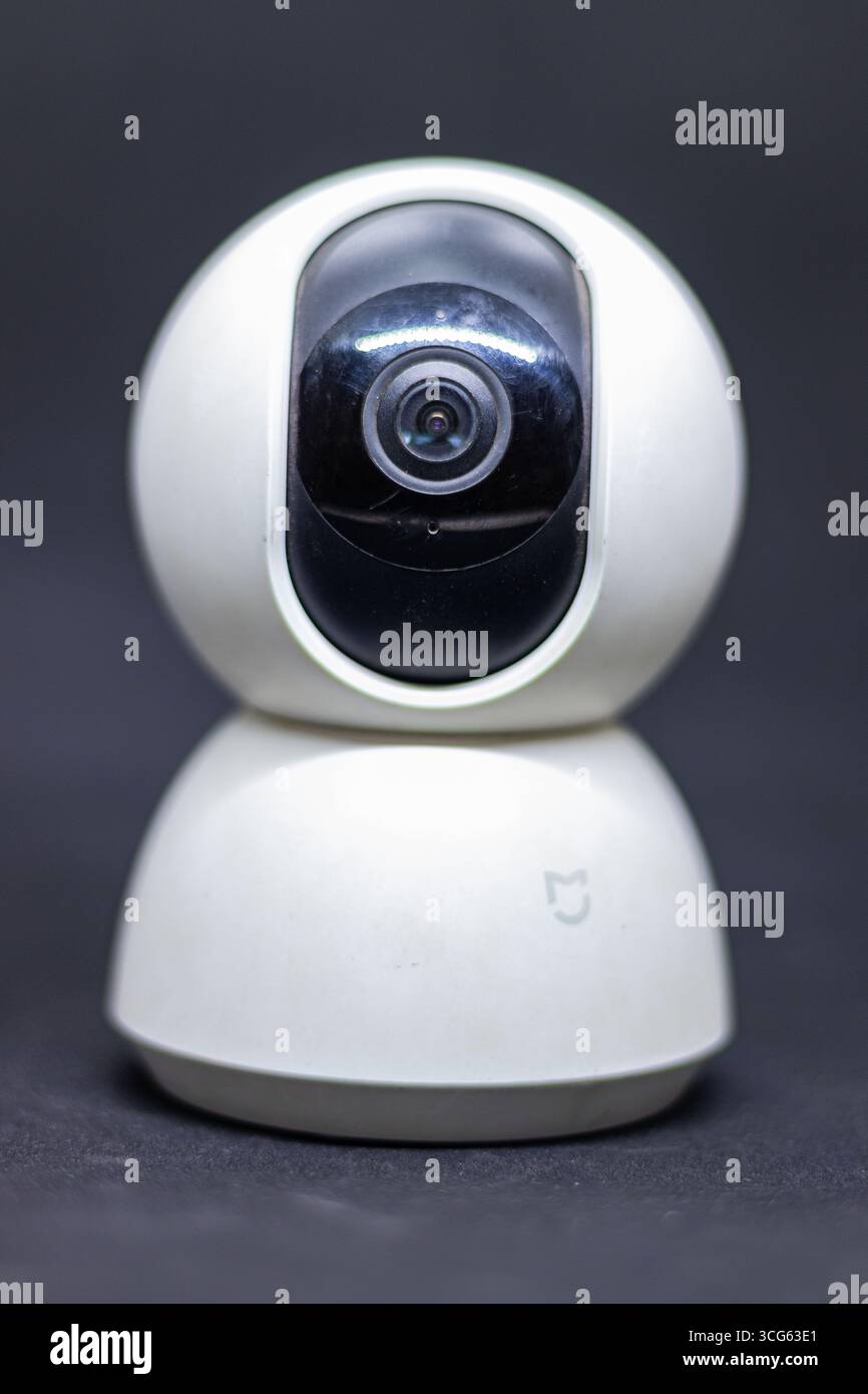 360-degree surveillance camera on clean studio white Stock Photo