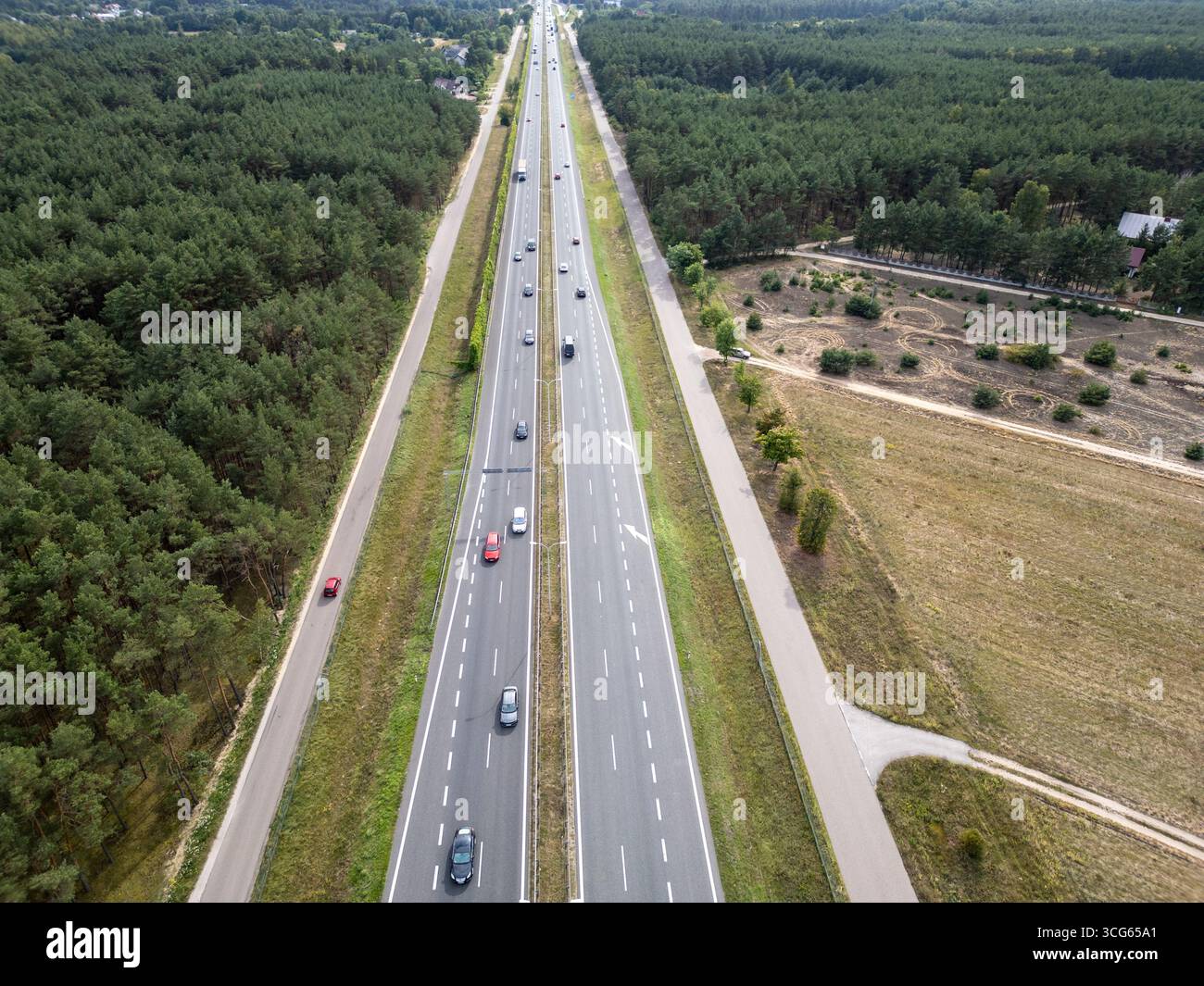 Express road S8 in Wyszkow County, Masovia region of Poland Stock Photo