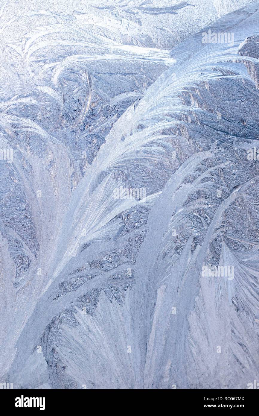 Frost patterns on a window creating intricate and delicate icy ...