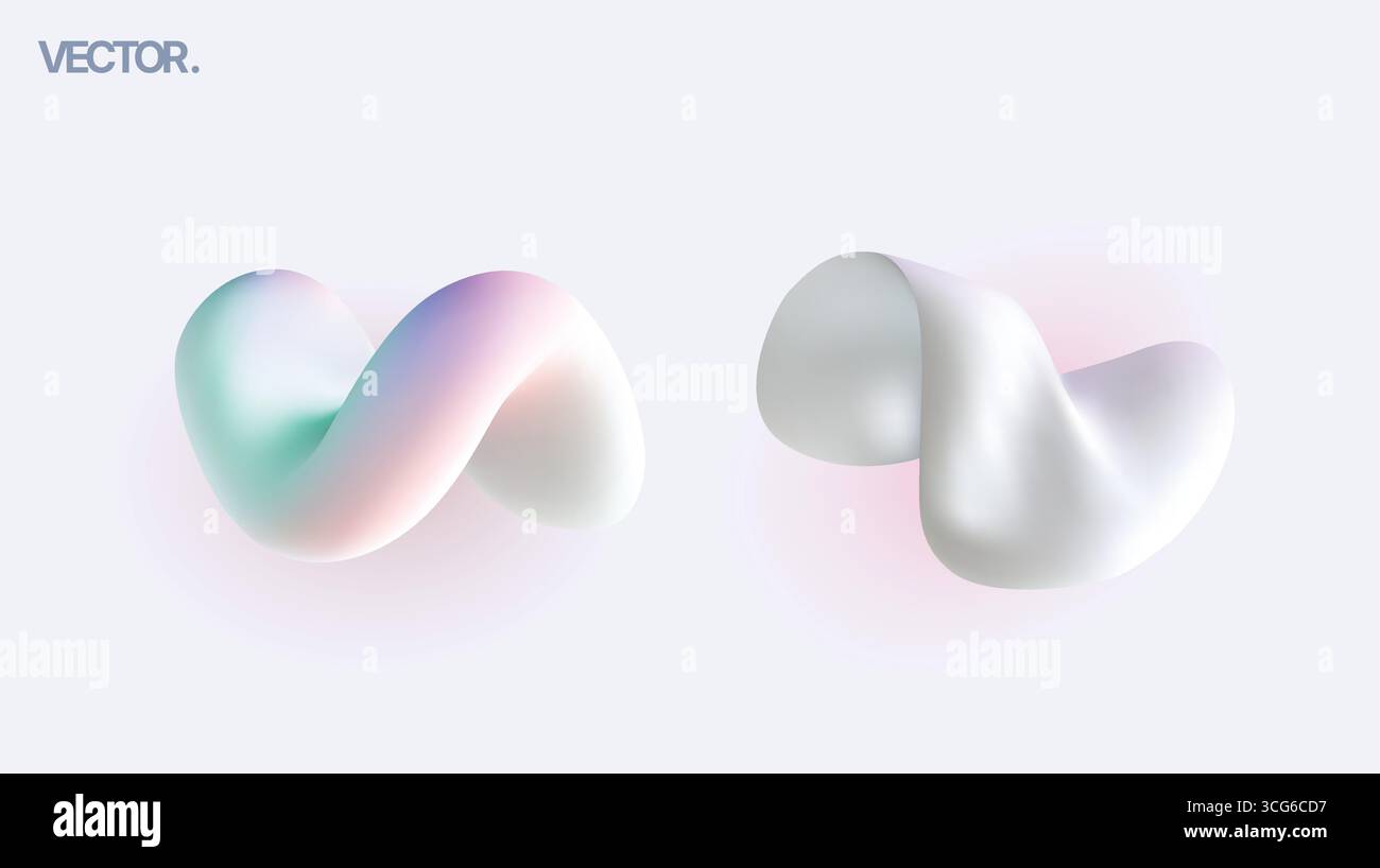 Fluid Abstract Shapes Created Using Soft Color Gradients in a Visually Enchanting Style Stock Vector
