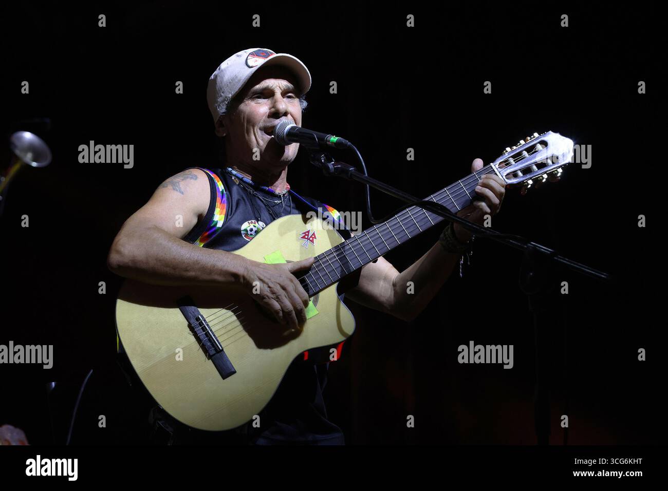 In the photo Manu Chao enchanted the audience of Bagheria Stock Photo