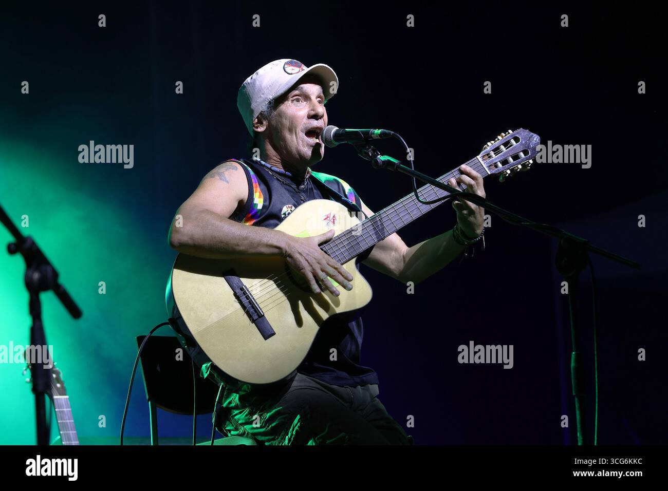 In the photo Manu Chao enchanted the audience of Bagheria Stock Photo