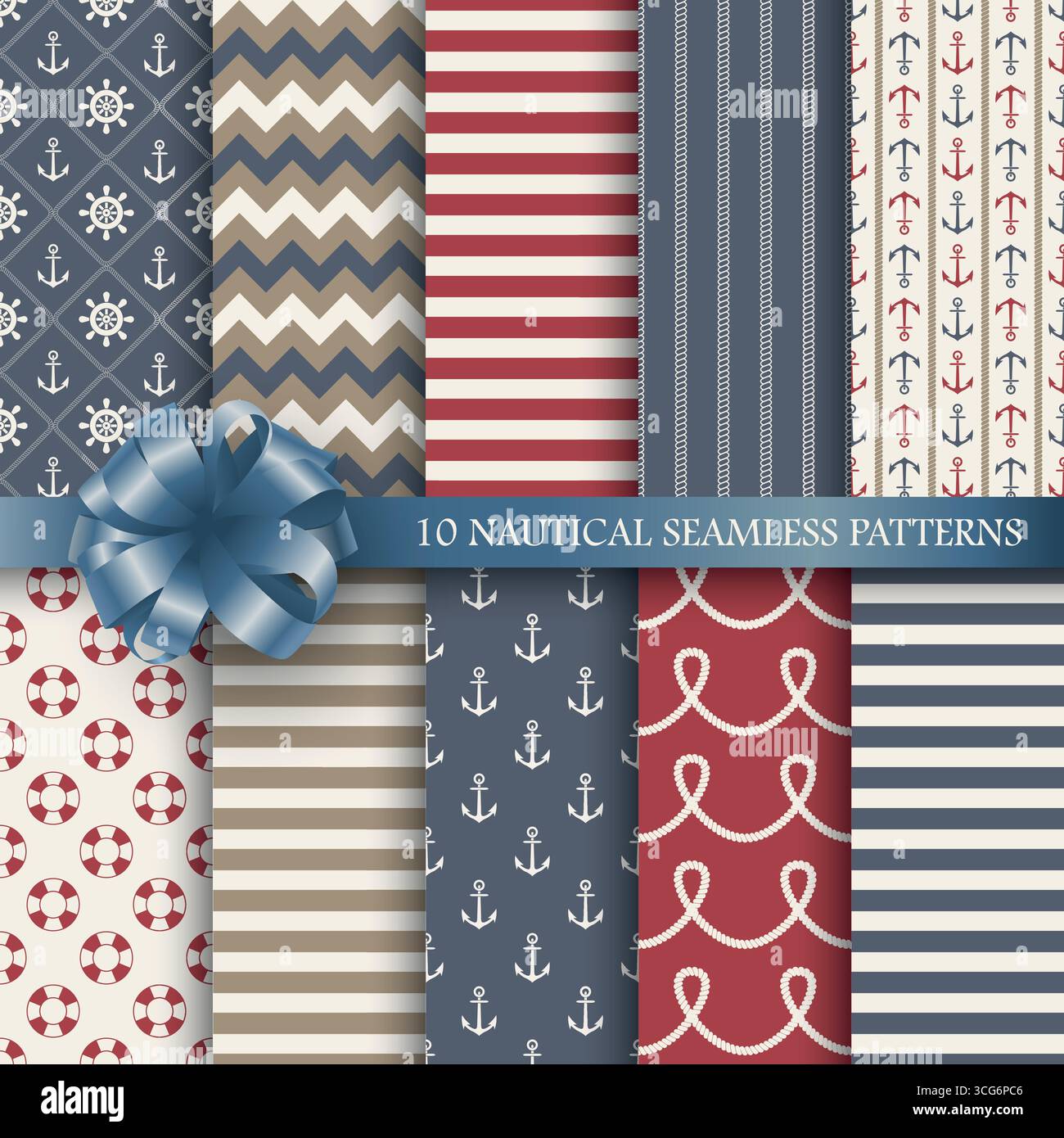 Nautical Pattern Nautical Seamless Patterns, Vector Set, Marine Themed Fabric ...