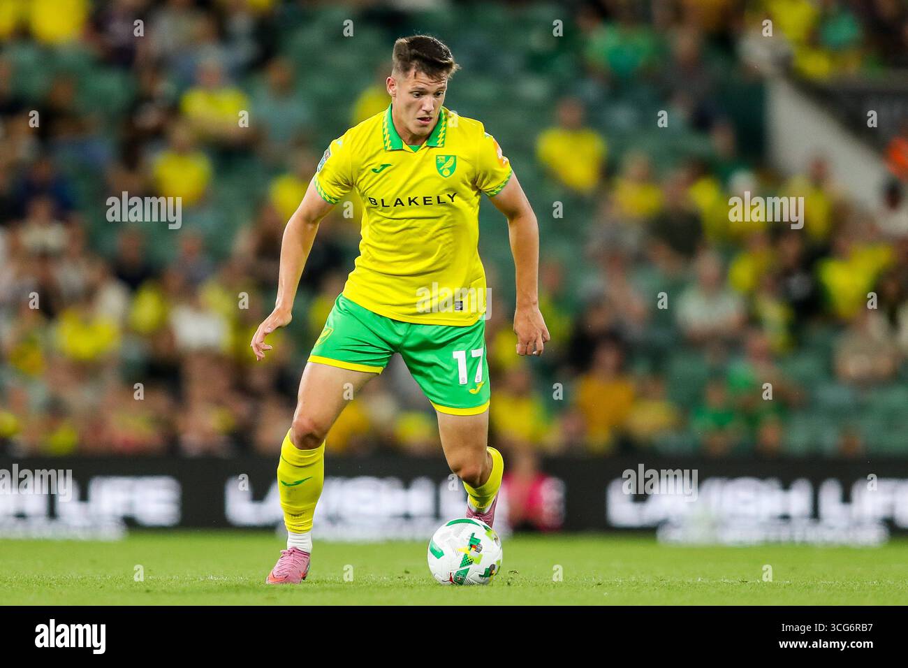 Ante Crnac of Norwich City runs with the ball during the Carabao Cup ...