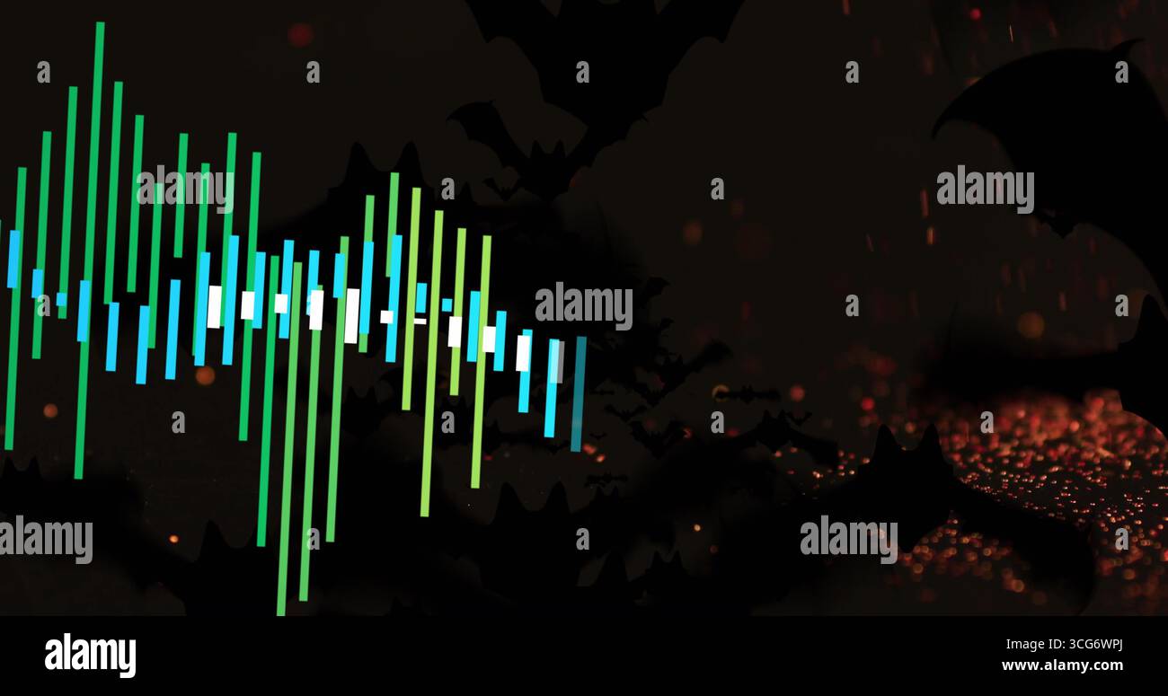 Waveform Bat Glowing green particles flying in hi-res stock photography and images ...