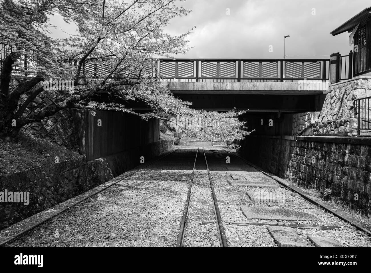 Overhead and railroad tracks Black and White Stock Photos & Images - Alamy