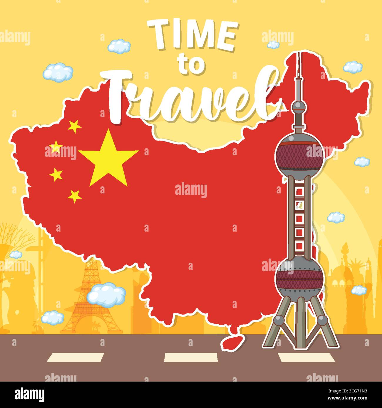 Vibrant vector map of China with iconic landmarks, modern design, and ...