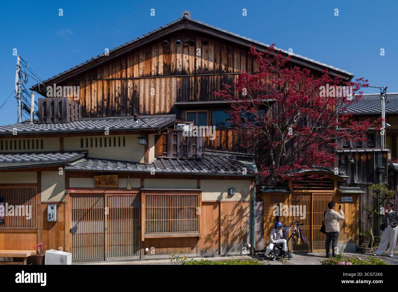 Japan Building Layers Weathered exterior of traditional Japanese building along Shirakawasuji ...