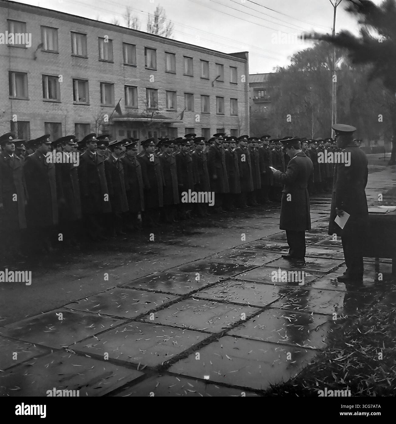 Soviet Formation Archival photo of a solemn formation of the Soviet militsiya (police ...