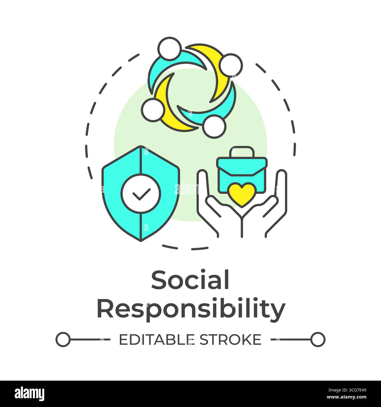 Social responsibility multi color concept icon Stock Vector