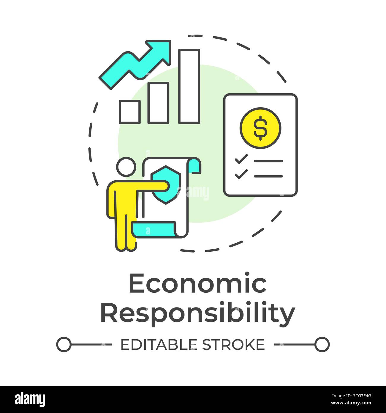 Economic responsibility multi color concept icon Stock Vector