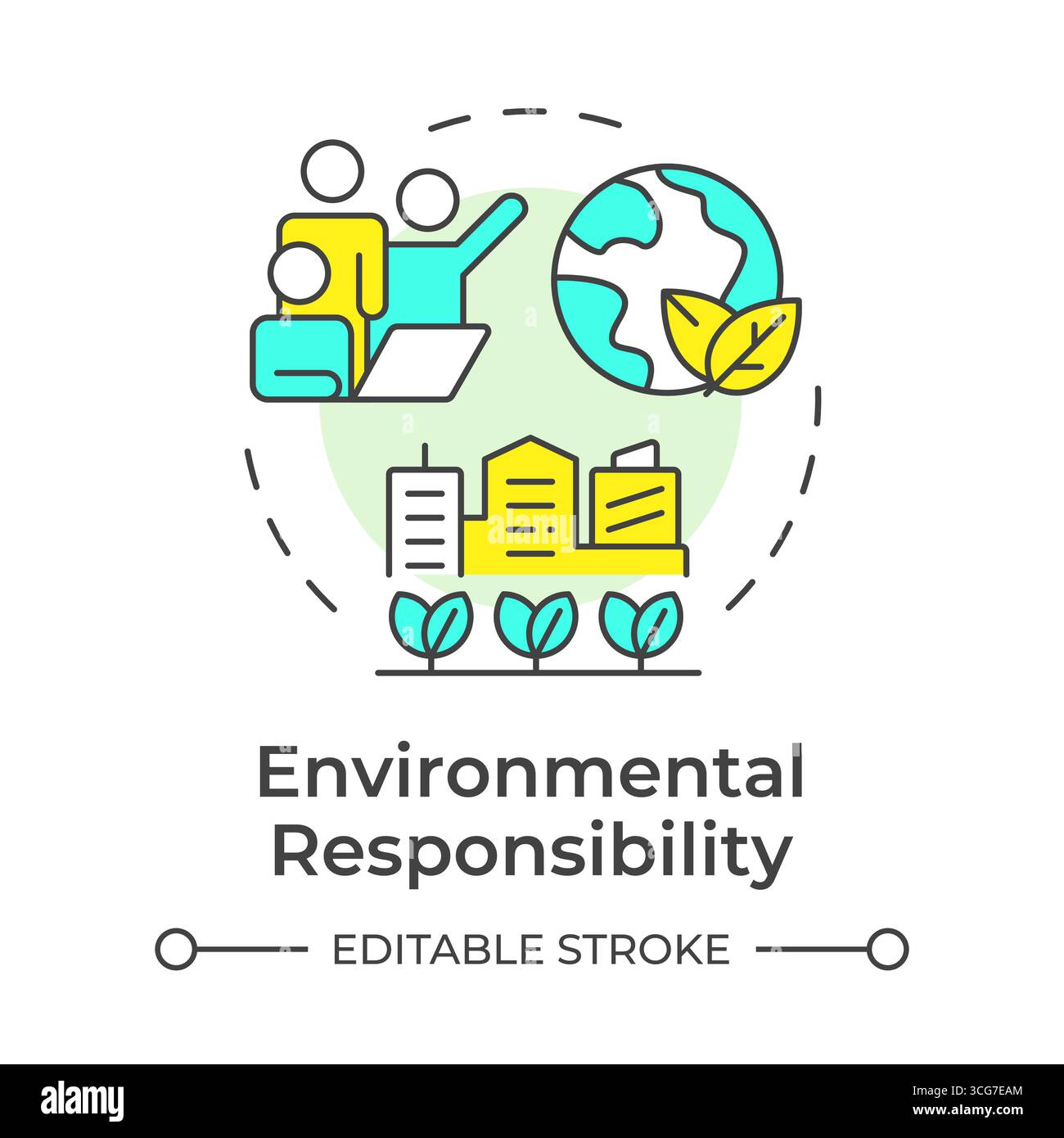 Environmental responsibility multi color concept icon Stock Vector