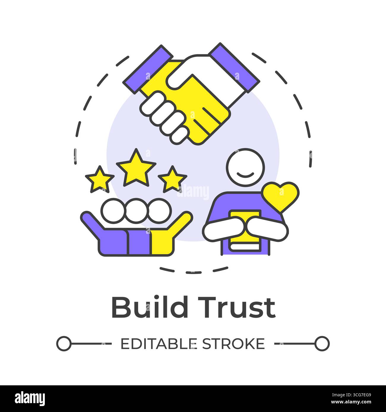Build trust multi color concept icon Stock Vector