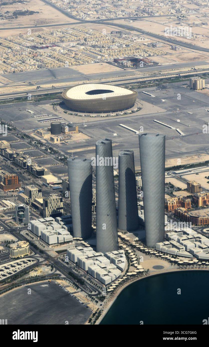 Aerial View Of The Lusail Towers And Lusail Stadium In Lusail Qatar 