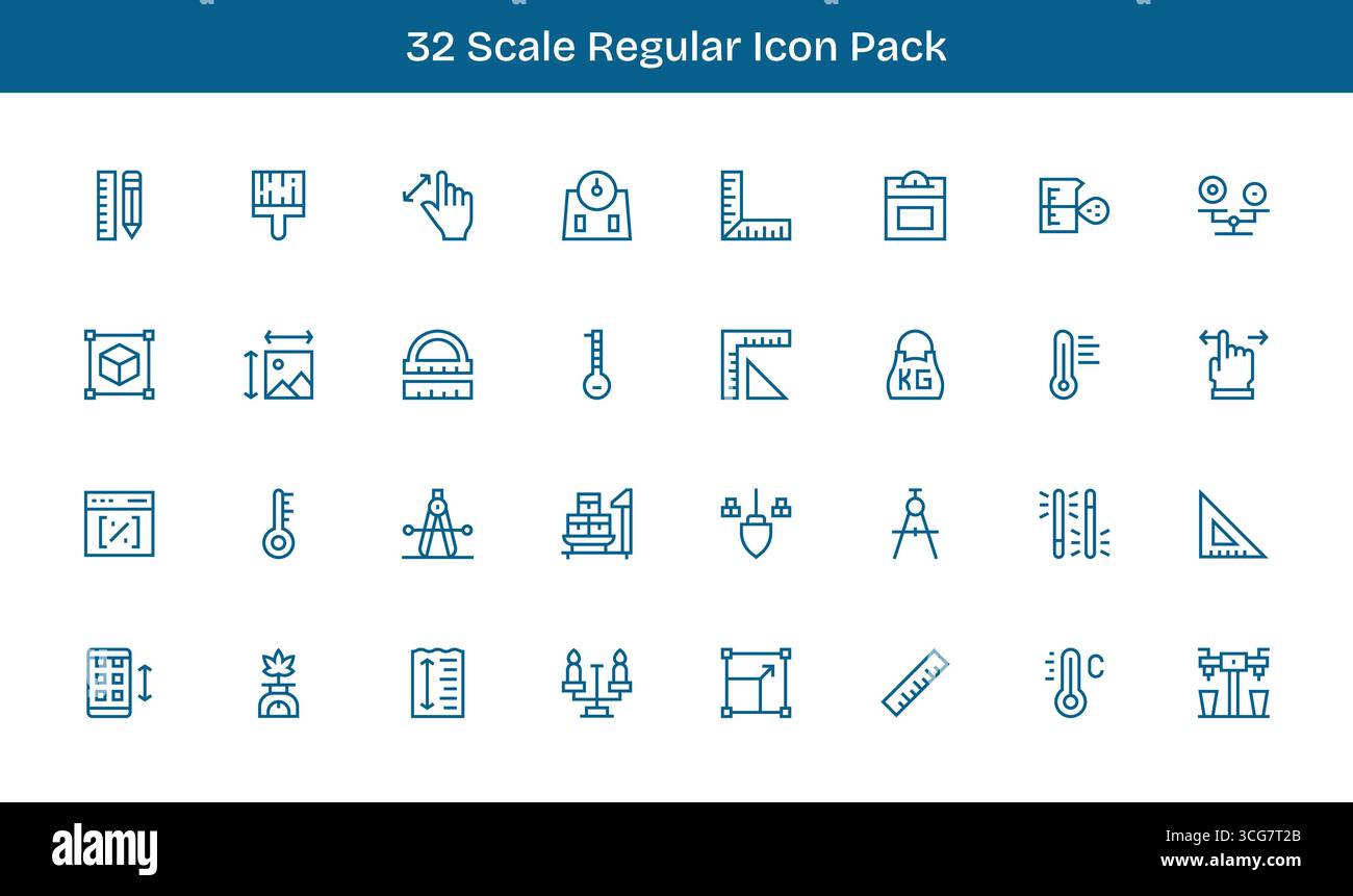 Set of 32 Regular Line-style icons themed around Scale, crafted for ...