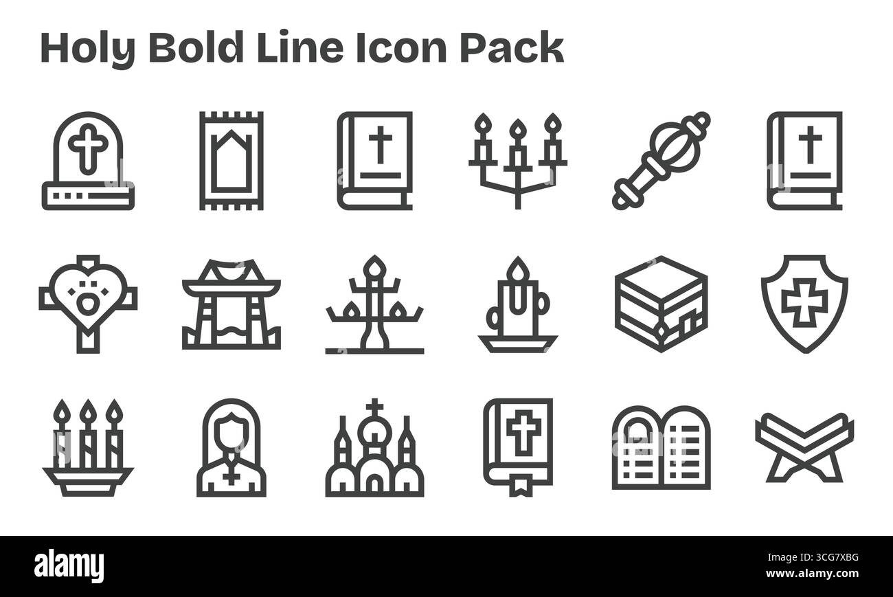 A dynamic set of 18 icons in Bold Line style, tailored for Holy and ...