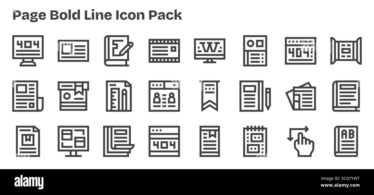 Collection of 24 Bold Outline-style vector icons for Page, designed for ...