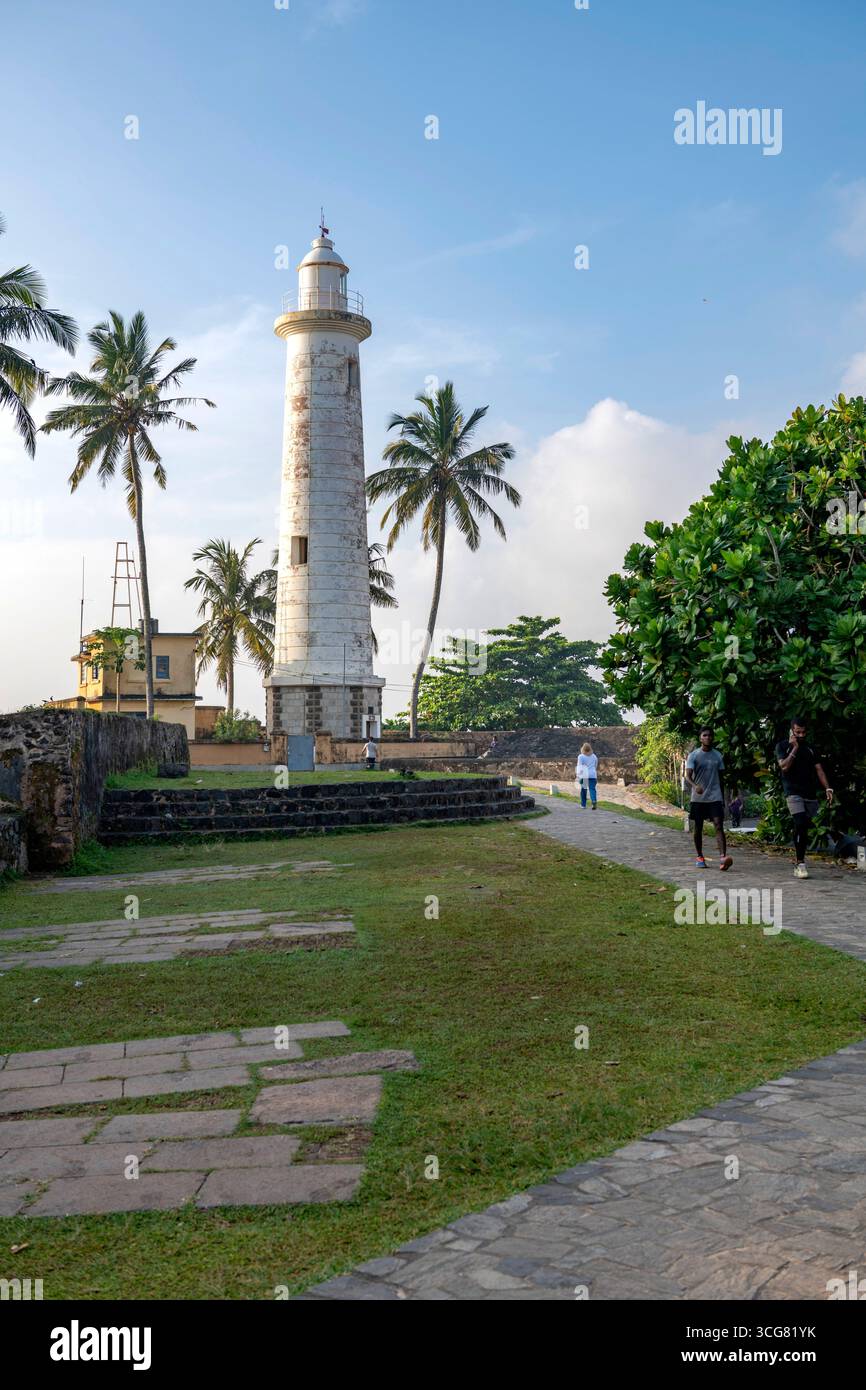 Sri Lanka, Southern Province, Sud, Süd, South, ville, Staadt, city, town, Galle, UNESCO, phare, Leuchtturm, light house, palmier, Palme, palm, palmier Stock Photo