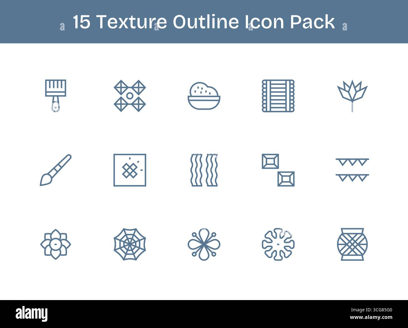 This set of 15 Outline icons captures Texture themes, perfect for tech and business applications. Stock Vector