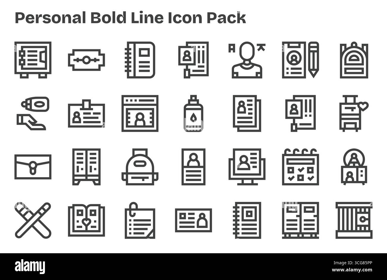 Discover a set of 28 Extra Bold Line icons crafted for the Personal ...