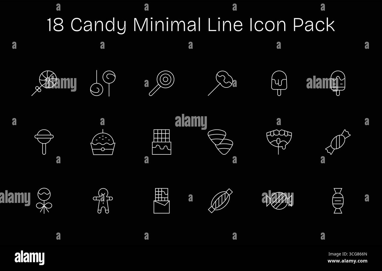 This set of 18 Minimal Line icons captures Candy themes, perfect for ...