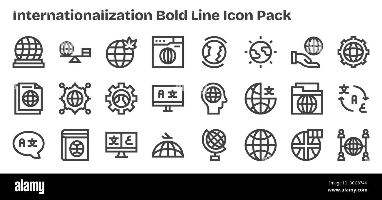 Professionally designed 24 icons in Bold Outline style, capturing the ...
