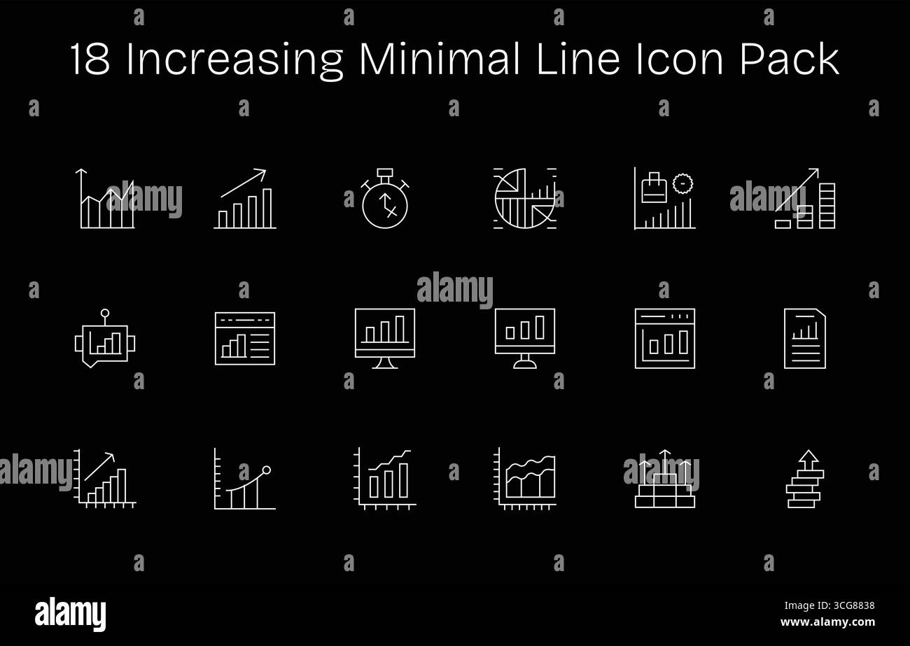 Collection of 18 Minimal Line-style vector icons for Increasing ...
