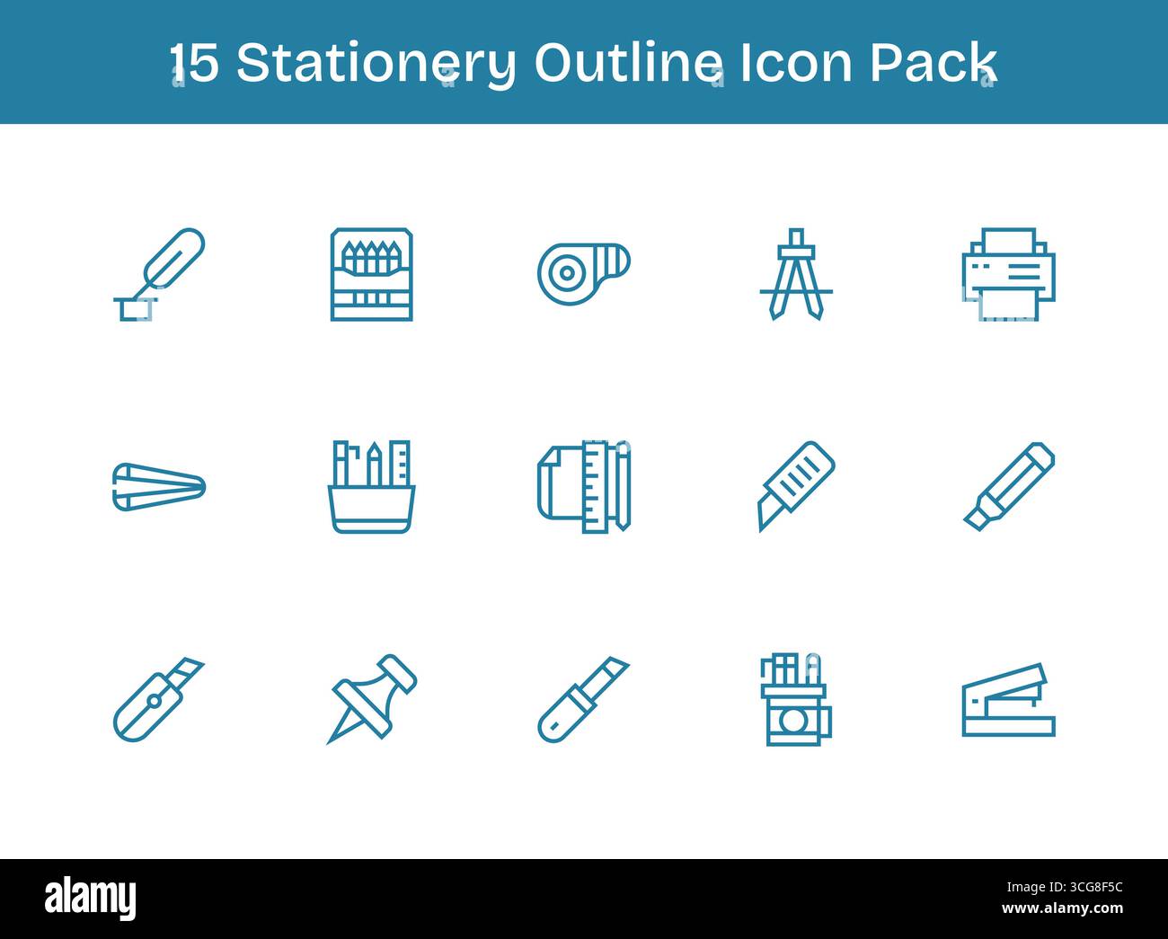 Discover a set of 15 Outline icons crafted for the Stationery theme ...