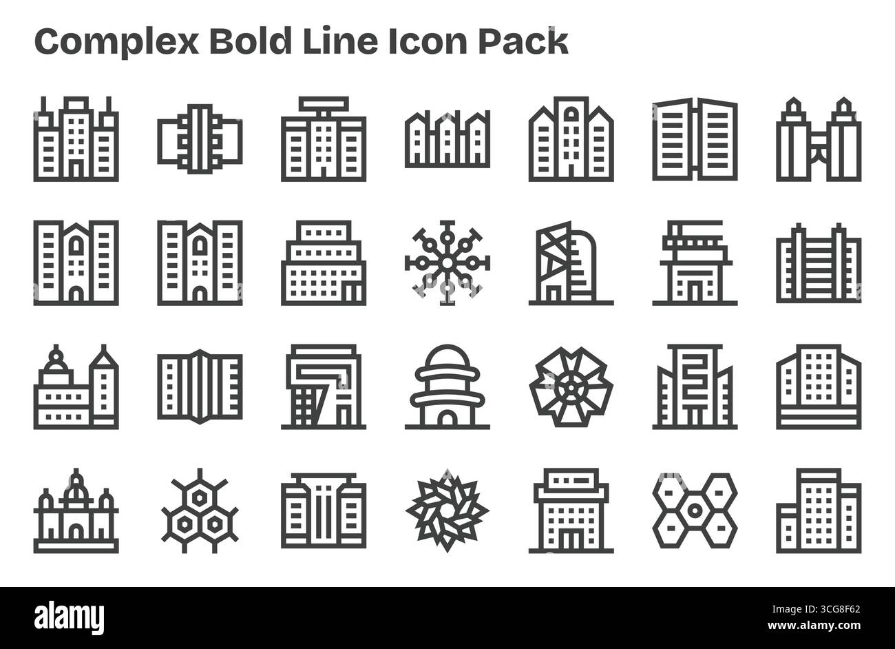Collection of 28 Extra Bold Line-style vector icons for Complex ...