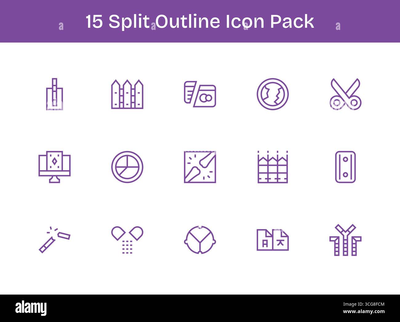 This collection features 15 Outline-style icons tailored to the Split ...