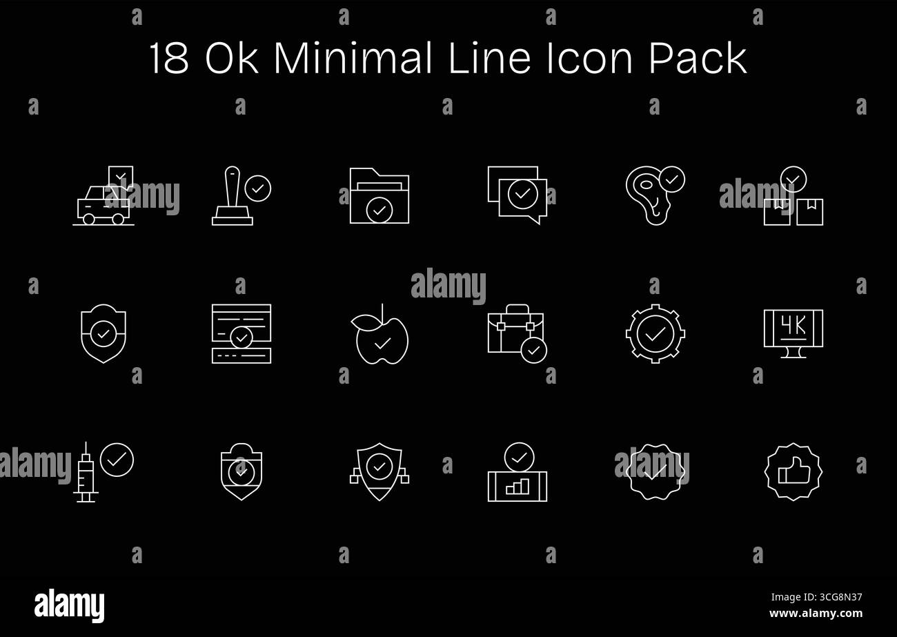 Professionally designed 18 icons in Minimal Line style, capturing the ...