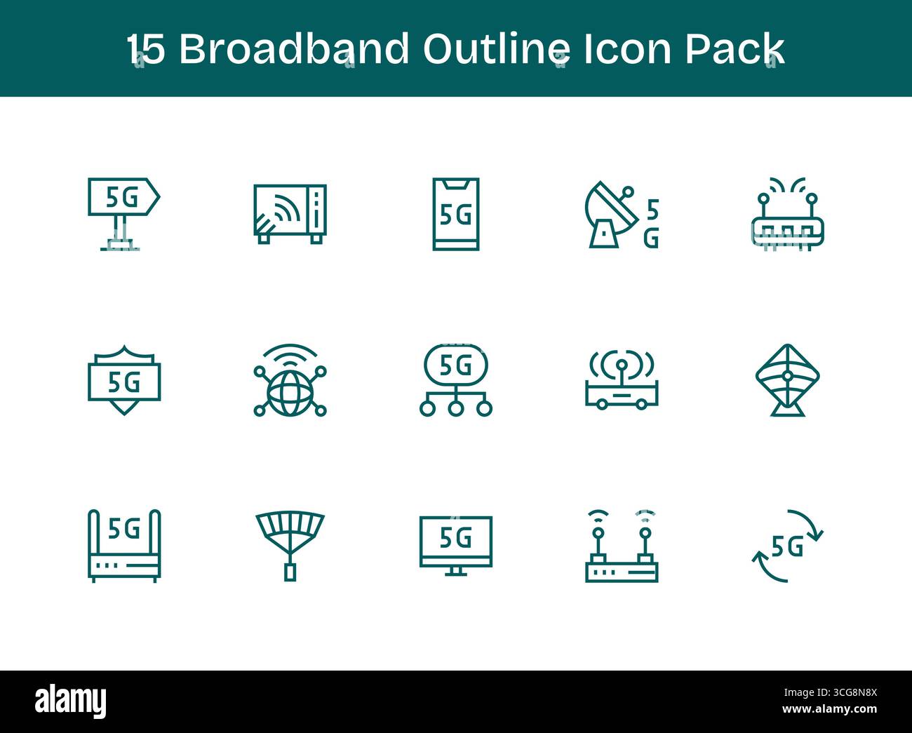 Vector pack with 15 Outline icons inspired by Broadband, ideal for ...
