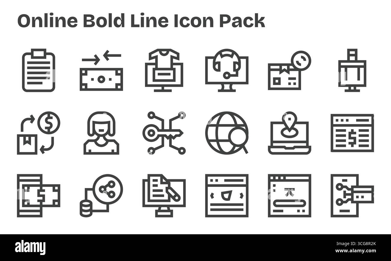 Professionally designed 18 icons in Bold Line style, capturing the ...