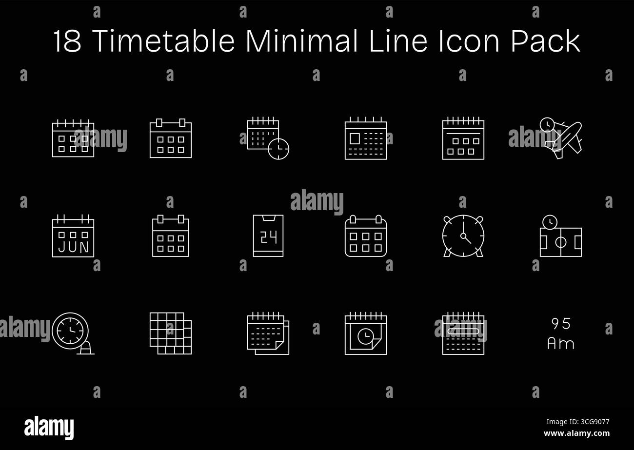 Discover a set of 18 Minimal Line icons crafted for the Timetable theme ...