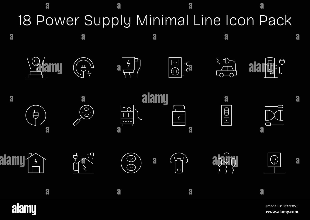 This Power Supply icon pack includes 18 Minimal Line vectors, perfect ...